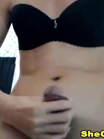 Sexy Shemale Pleasures Ass and Cock Until Cumshot