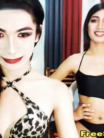 Kinky Trannies Masturbate Together