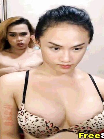 Two shemale sucking and licking ass