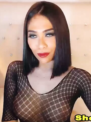 Horny Shemale Rubbing her Big Cocks On Cam