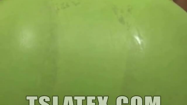 Latex dress on shemale top