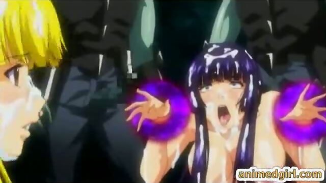 Semen rains down in hentai