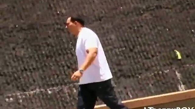 Foreplay with slender shemale babe