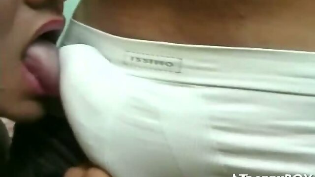 Shemale in dress gives head