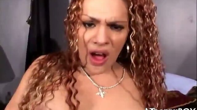 Tranny in fishnets craves anal