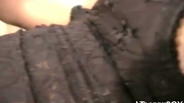 Black shemale in latex fucks