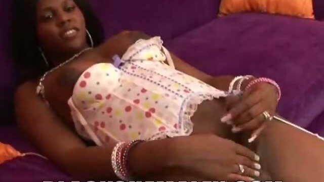 Solo black tranny in lingerie