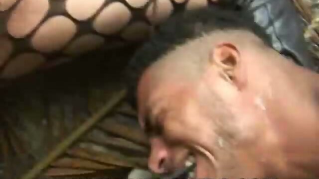 Shemales and their slave outdoors