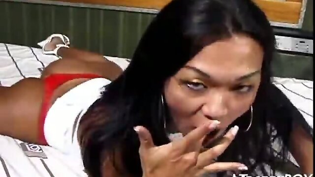 Shemale in slutty dress solo