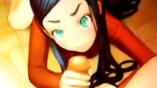 Blowjob in hentai video