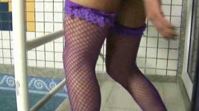 Purple fishnets are super sexy