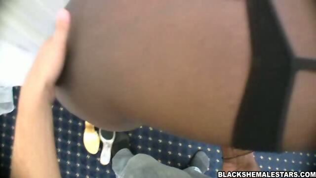 Black tgirl blows white guy