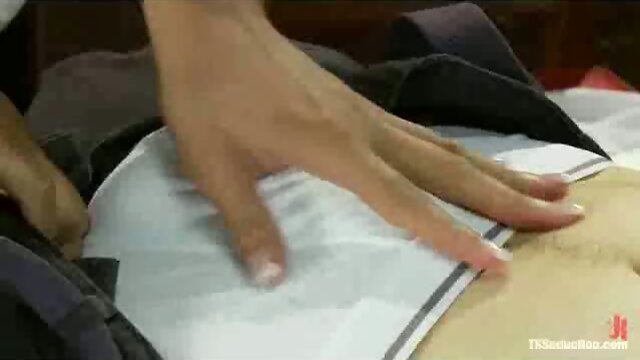 Shemale tutor sucks his cock