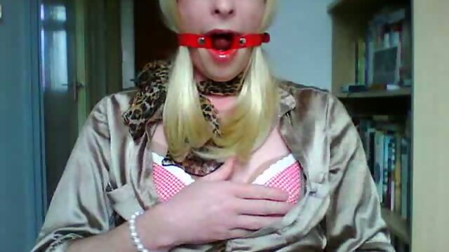 Sissy in satin and gag