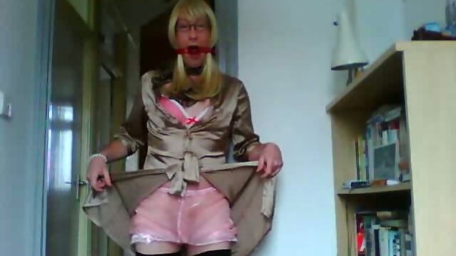 Sissy in satin and gag