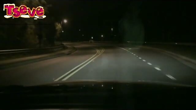 Nighttime fat tranny fuck outdoors