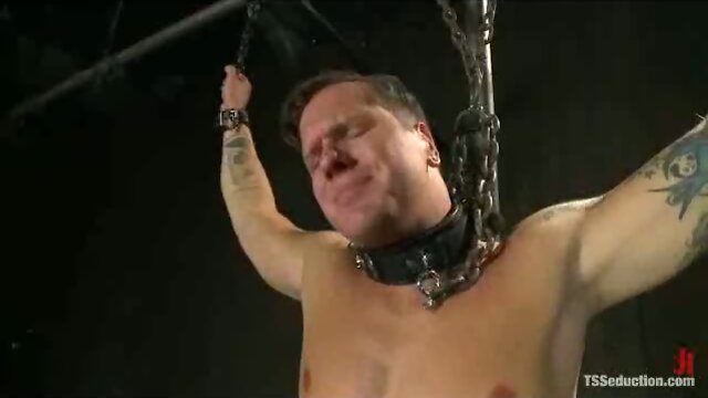 TS in latex teases him