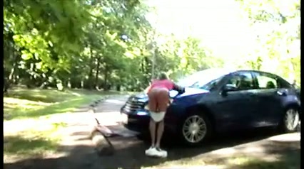 Sissy Spanked Over The Hood Of Car
