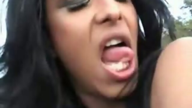 Shemale fucked over hood of car