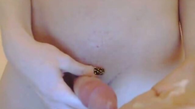 Busty Hot Blonde Tranny Licks her Own Cum