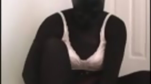 black pantyhose encasement hot pink cock sheath