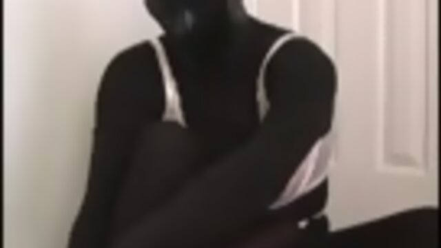 black pantyhose encasement hot pink cock sheath