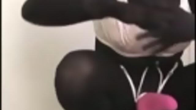 black pantyhose encasement hot pink cock sheath