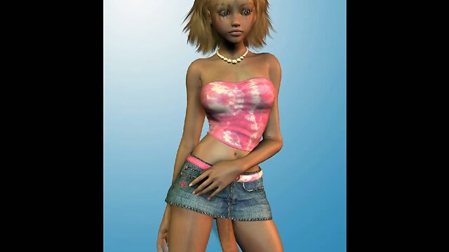 Dickgirl in short skirt