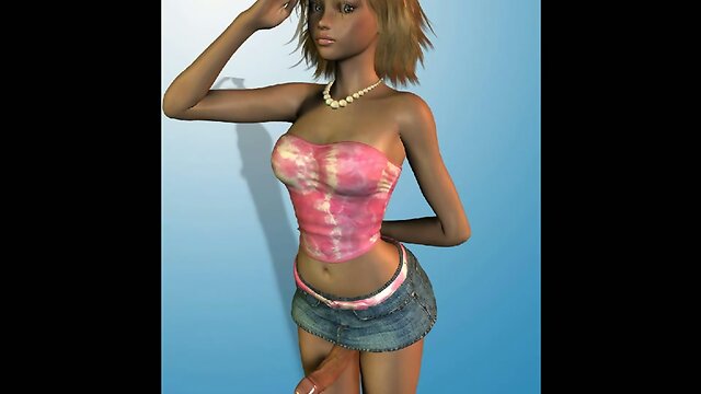 Dickgirl in short skirt