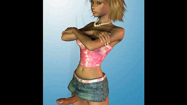 Dickgirl in short skirt