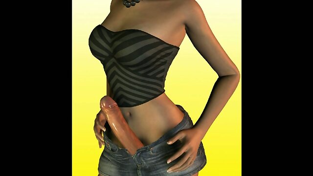 Dickgirl in shorts with erection