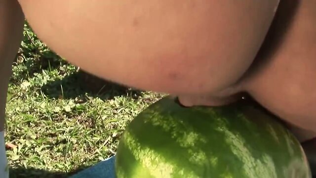 Odd shemale fuck a watermelon