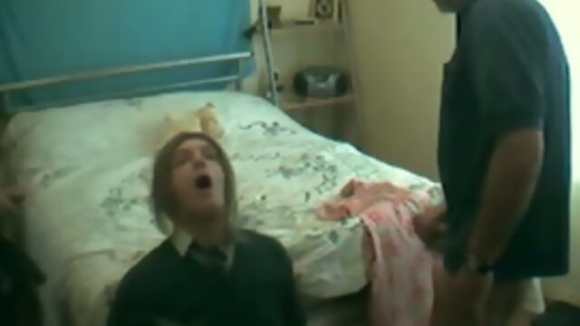 School gurl Slag has dirty sex with two men