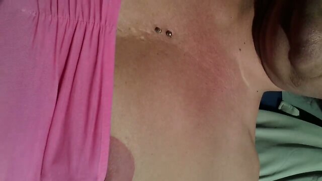 Castrated sissy topless in a train in switzerland