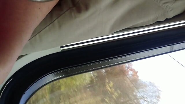 Castrated sissy topless in a train in switzerland