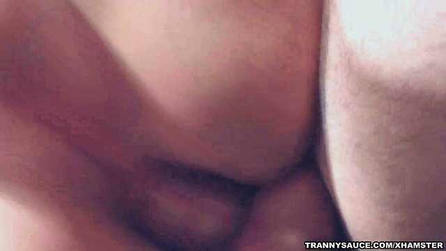 Busty redhead shemale babe Triami gets fucked anally