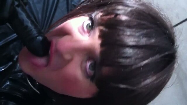 Transvestite latex slut pegged hard by a rubber nurse