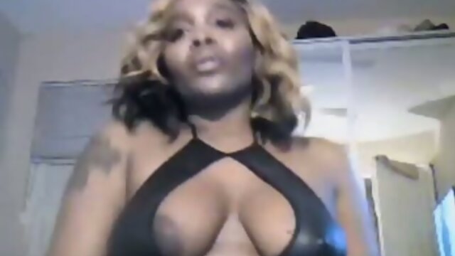 Black lactating shemale strokes her cock