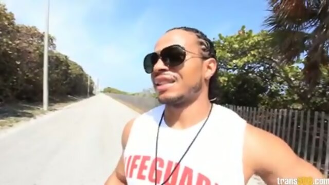 Marvelous Asian shemale takes two big cocks