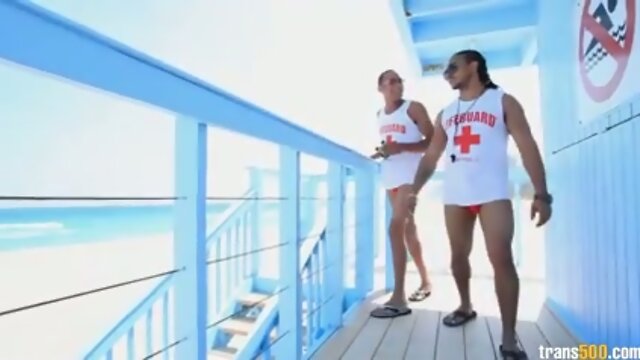 Marvelous Asian shemale takes two big cocks