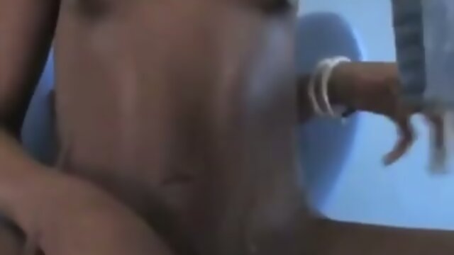 Ebony tranny cums hard