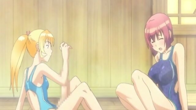 Swimsuit anime shemale cutie gets sucked her bigcock