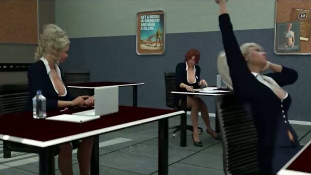 Busty 3d anime shemale gangbanged in the classroom