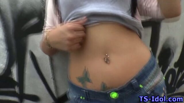 Threeway tgirl cumguzzled