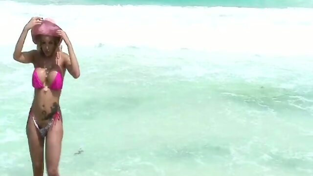 Karla Carrillo At The Beach Flashing Her Tits And Big Cock