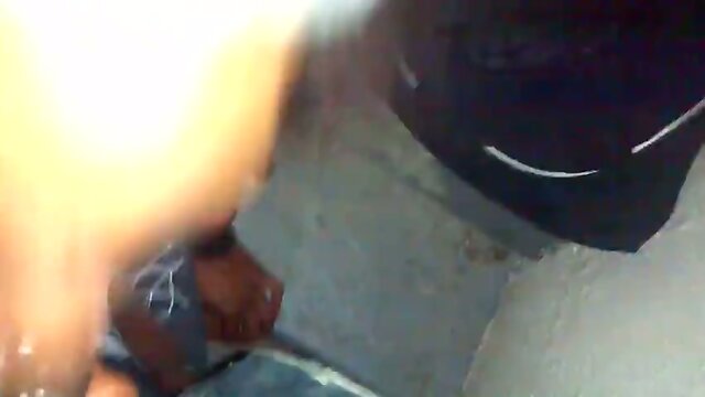 Black tranny blows POV cock