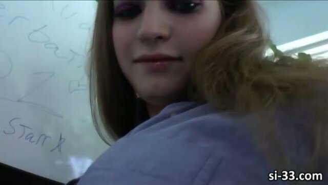 Pretty TS schoolgirl Tiffany Starr gives a free masturbation lesson