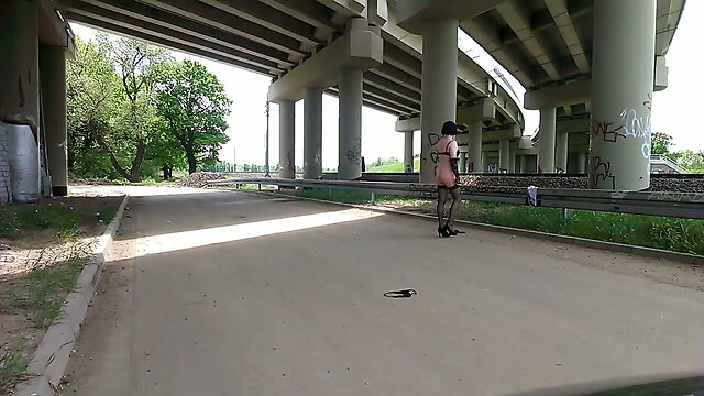 Outdoor strip & first public flash to passing train