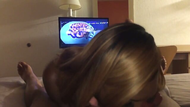 Black Shemale Sucking Cock (and Swallows)