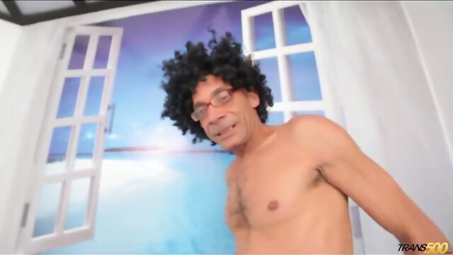 teen shemale Daniela rides big cock